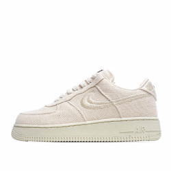 Stussy x Nike Air Force 1 Low Off-White Linen Embroidered Hook