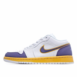 Air Jordan 1 Low Joe 1 Low Basketball Shoes Purple Gold Lakers
