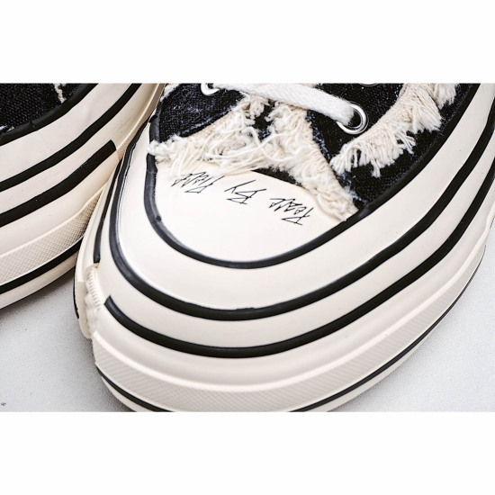 xVESSEL GOP Low Canvas Vulcanized Sneakers "Black, Beige and White Tassel" F19X001