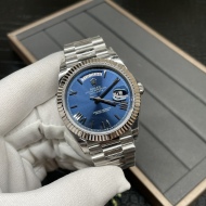 Rolex Day-Date 228206 Blue Roman Dial Steel White Gold Swiss Clone Movement