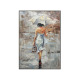 Modern minimalist hand-painted abstract figure silhouette oil painting for hallway.