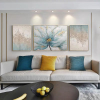 Hand-painted Floral Abstract Oil Painting Triptych for Living Room Sofa Background Wall and Bedroom Wall Décor, adding a touch of luxury to showroom display