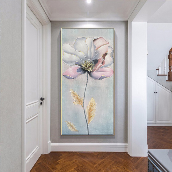 Foyer Seascape: Modern Abstract Hand-Painted Oil Painting, Atmospheric Corridor Wall Art