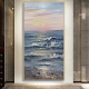Corridor Hanging Painting: Contemporary Hand-painted Oil Artwork, Hotel Foyer Seascape Decor, Modern Vertical Passage Mural
