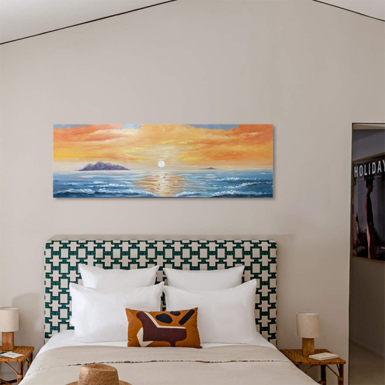 Blue modern minimalist art bedroom decoration painting banner B&B hotel hotel room bedside painting