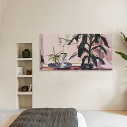 Hand-painted modern minimalist style floral living room horizontal version oil painting creative high-end still life hanging painting artistic wall painting