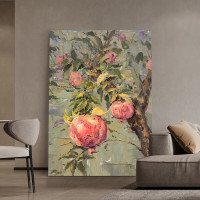 Pomegranate tree has many children and many blessings hand-painted oil painting wabi-sabi wind meaning good decorative painting living room entrance three-dimensional texture hanging painting