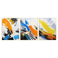 Living Room Sofa Background Triptych: Modern Minimalist Abstract Hand-painted Oil Painting