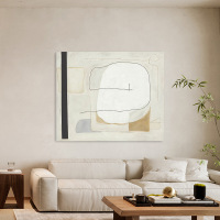 Cream style Morandi color living room art line hand-painted oil painting entrance abstract minimalist texture painting