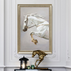 European hand-painted oil painting horse modern minimalist entrance decorative painting vertical version living room study mural American light luxury hanging painting
