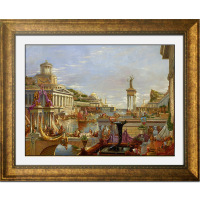 Pure hand-painted oil painting Venice water port classical scenery European sofa background painting American living room decoration painting