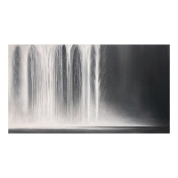 Abstract Hand-Painted Waterfall Landscape Oil Painting: High-End Black and White Gray Living Room Decor - Sofa Background Art