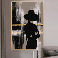 Pure hand-painted oil painting modern black and white body decoration painting hotel club clothing store painting Dafen Village character art