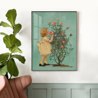 European rose girl floor painting French art oil painting bedroom decoration painting retro character