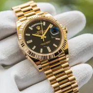Rolex Day-Date 228238 Black Crystal Dial Yellow Gold President Bracelet Swiss 3255 Movement