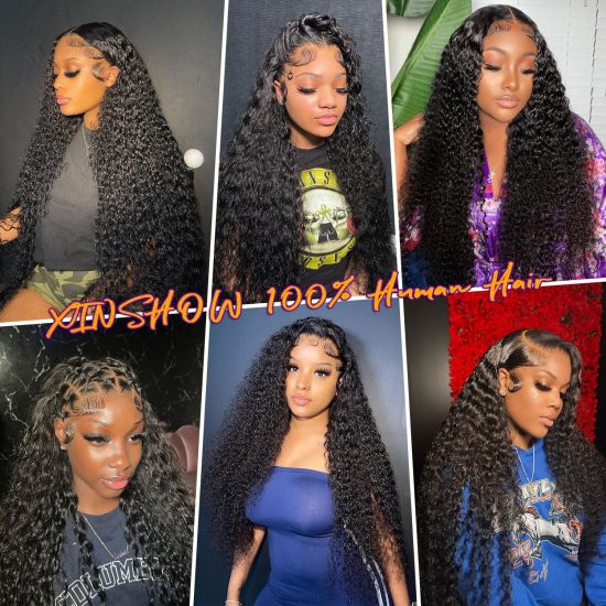 Deep Wave Lace Front Wigs Human Hair Glueless Wigs Human Hair Pre Plucked Curly Human Hair Wigs
