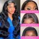 Glueless Human Hair Wigs for Black Women HD Transparent Lace Frontal Wigs Natural Black A54621