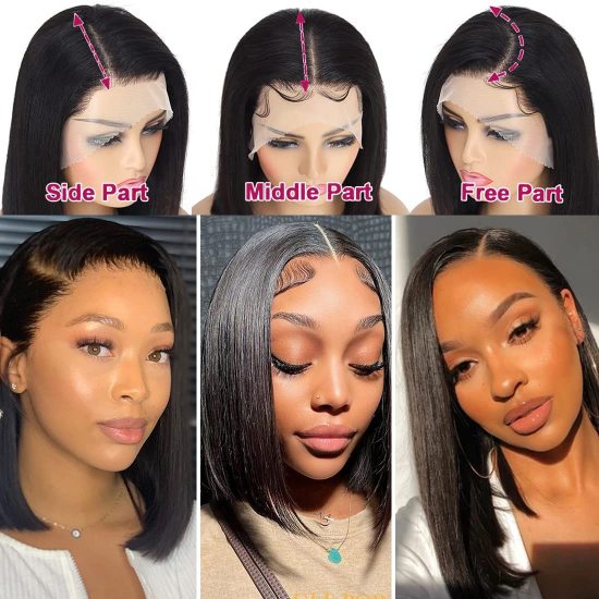 Women HD Transparent Lace Frontal Wigs Natural Black Hair Wigs for Black Glueless Human  A56663