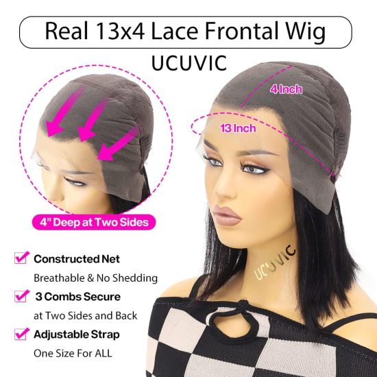 Women HD Transparent Lace Frontal Wigs Natural Black Hair Wigs for Black Glueless Human  A564563