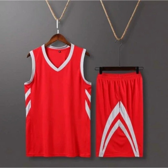 Red Custom Basketball Jersey Set for Men Children Club College Basketball Team Jersey Sets Quick Drying Basketball Uniform Big Size