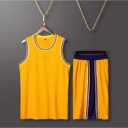 Yellow Custom Basketball Jersey Set for Men Children Club College Basketball Team Jersey Sets Quick Drying Basketball Uniform Big Size