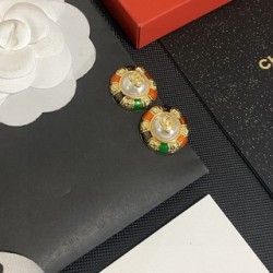  Chanel Medieval Double C Stud Earrings