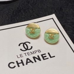  Chanel Double C Crystal Gemstone Stud Earrings