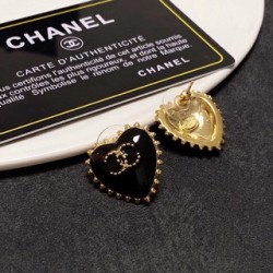  Chanel Classic Heart Double C Stud Earrings