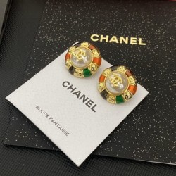 Chanel Medieval Double C Stud Earrings