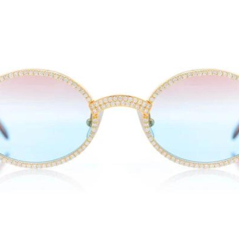 Cartier Glasses Iced Out Diamond Rims - Pinkblue Fade Lens 