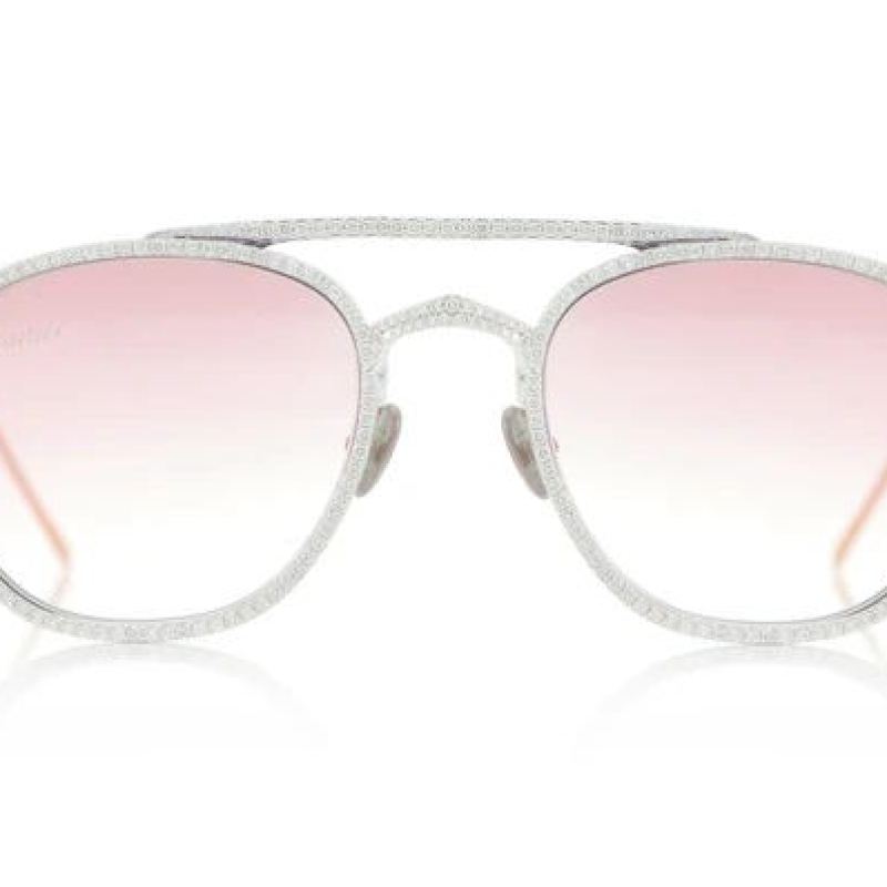 Cartier Glasses Iced Out Diamond Rims - Pink Fade Lens