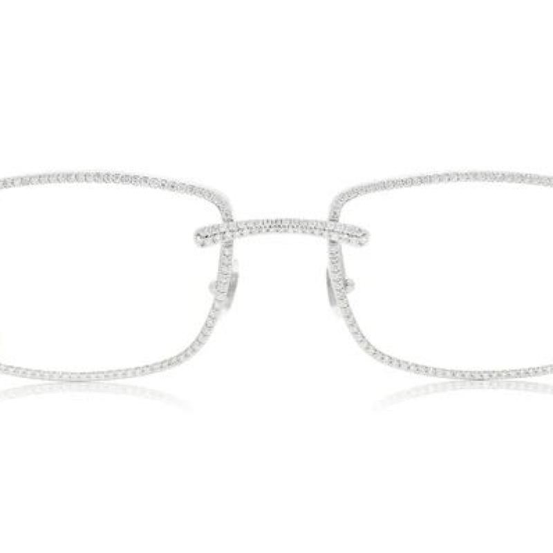Cartier Steel Tone Panther Glasses Diamond Rims
