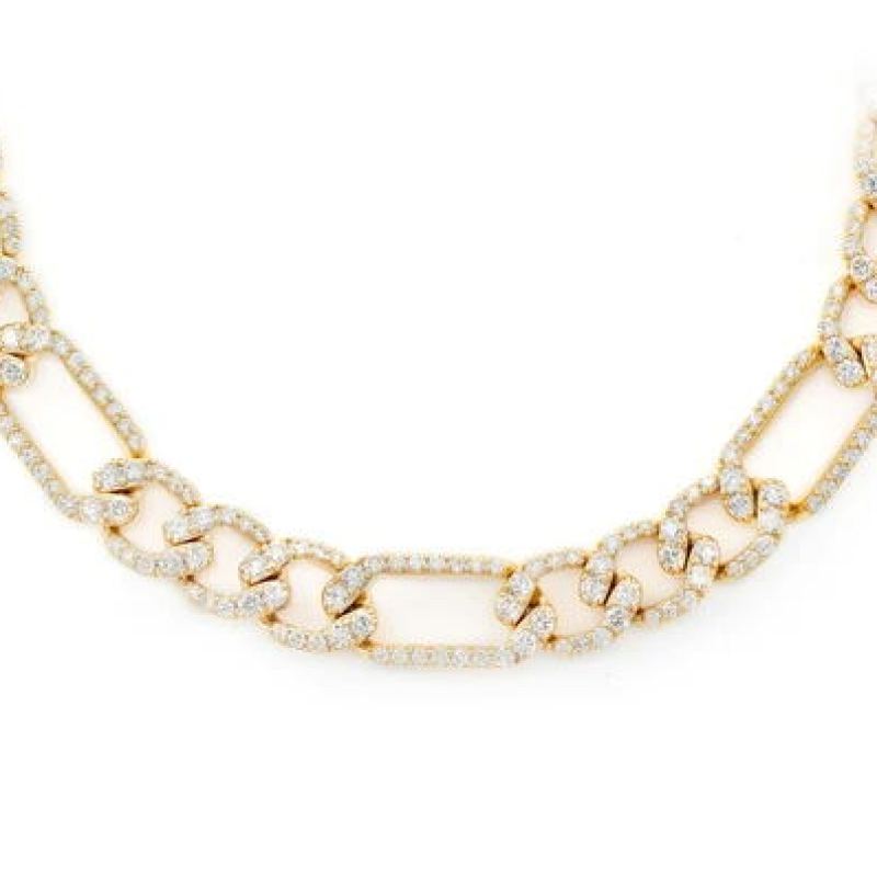 8MM Figaro Link Diamond Necklace 
