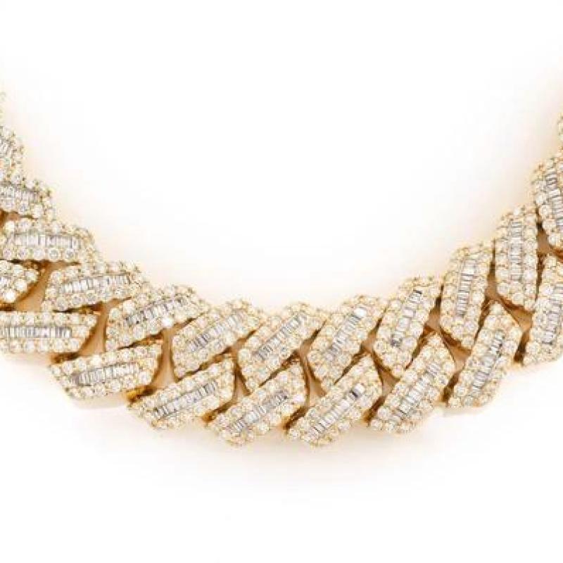 23MM Raised Baguette Miami Cuban Link Diamond Necklace 