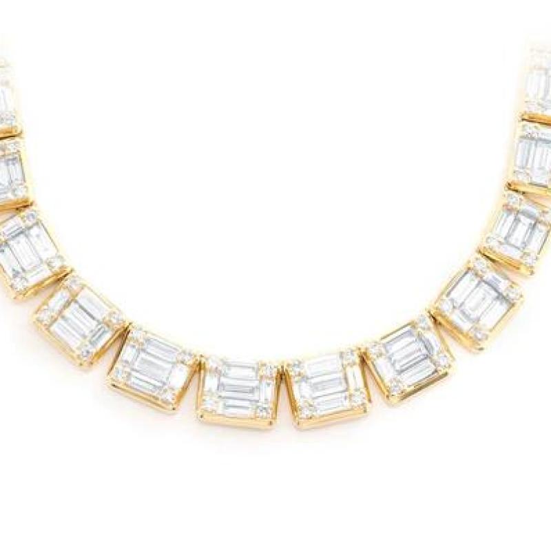 Graduated Square Baguette Diamond Necklace 