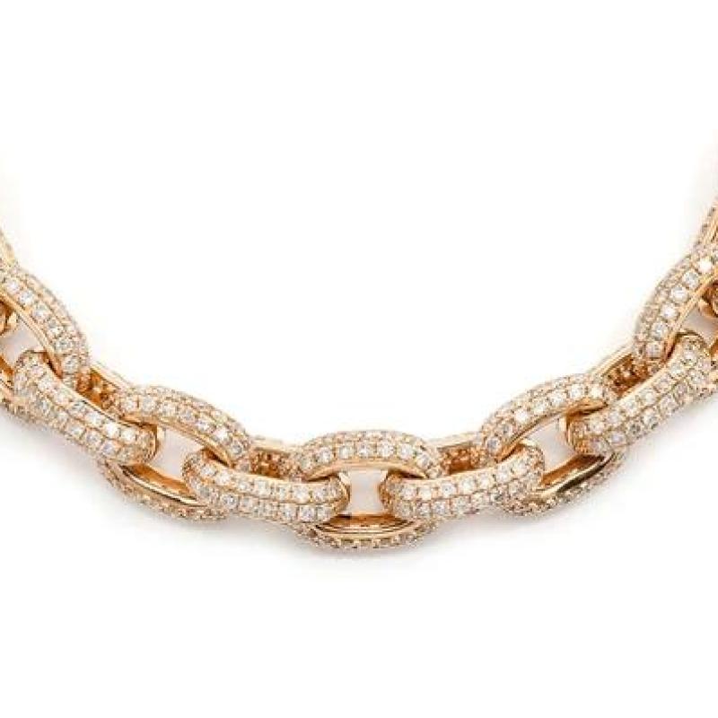 Elongated Rolo Link Diamond Necklace