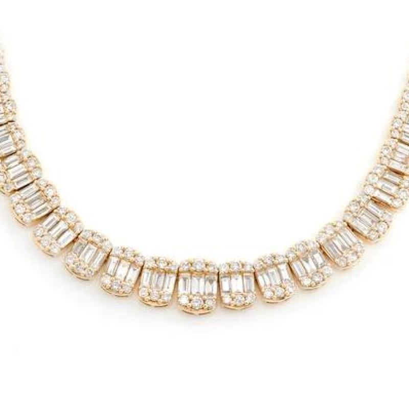 Graduated Oval Baguette Diamond Necklace 