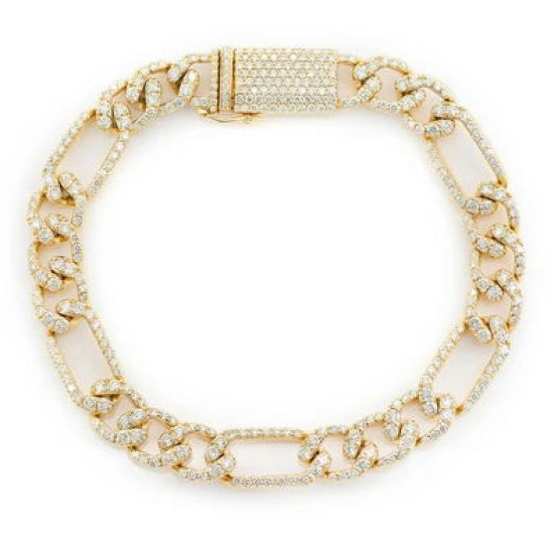 8MM Figaro Link Diamond Bracelet 