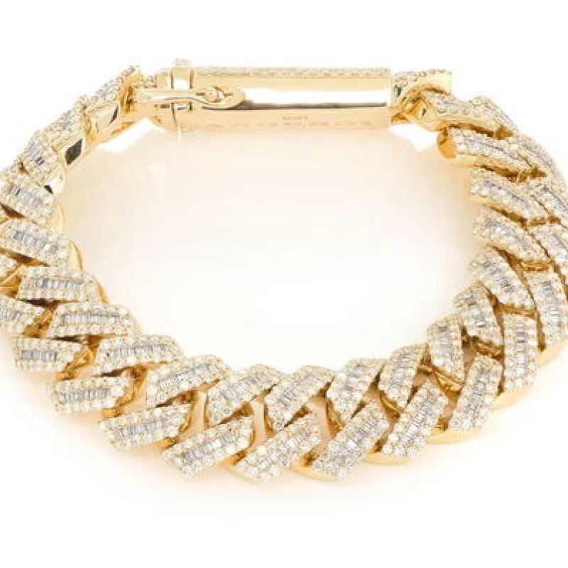21MM Raised Baguette Miami Cuban Link Diamond Bracelet 