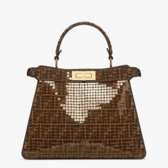 Brown FF jacquard fabric and leather bag