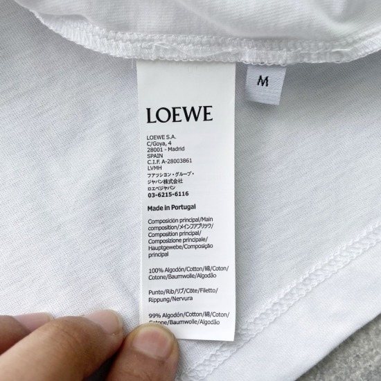 LOEWE 撞色字母口袋T恤
