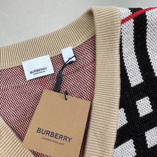 BURBERRY羊毛格纹针织开衫