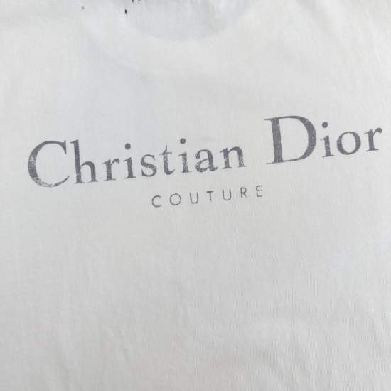 Dior 破洞做旧印花短袖T恤