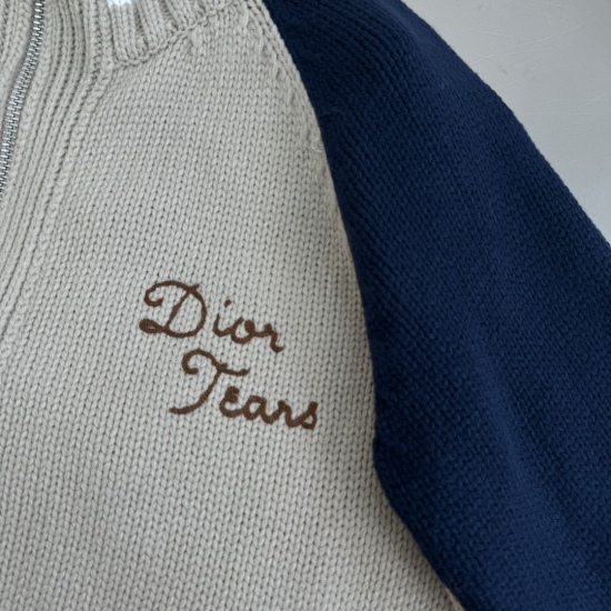 Dior Tears联名款刺绣拉链针织衫