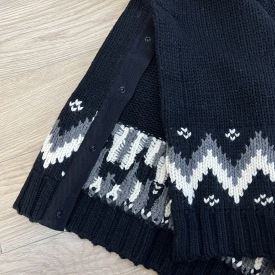 Sacai赛尔岛式羊毛混纺针织毛衣#19092Y940