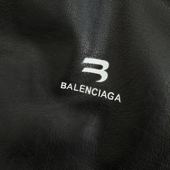 Balenciaga雷暴黑皮夹棉外套#31364T565