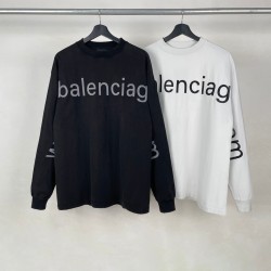 Balenciaga网址刺绣长袖 洗水黑/银灰色