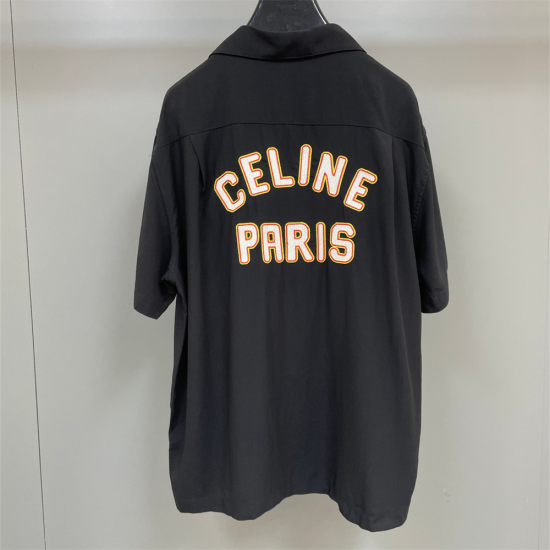 CELINE PARIS贴饰粘胶纤维夏威夷衬衫