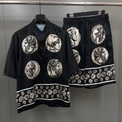Dolce & Gabbana古罗马币印花polo领短袖衬衫套装