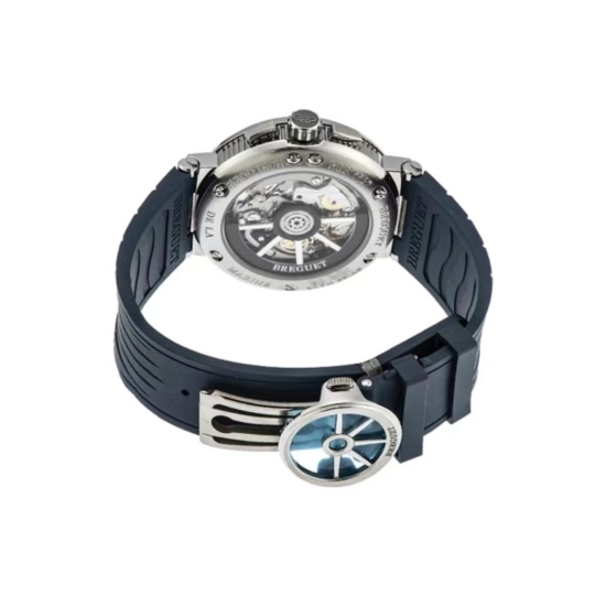 BREGUET automatic mechanical movement 100 meters waterproof men's watch Swiss watch 42.3mm blue dial titanium case rubber strap 5527T-Y1-5WV